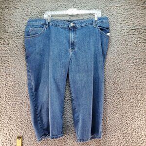 Lee Jeans Womens 20W Blue Relaxed Fit Mid Rise Denim Capris